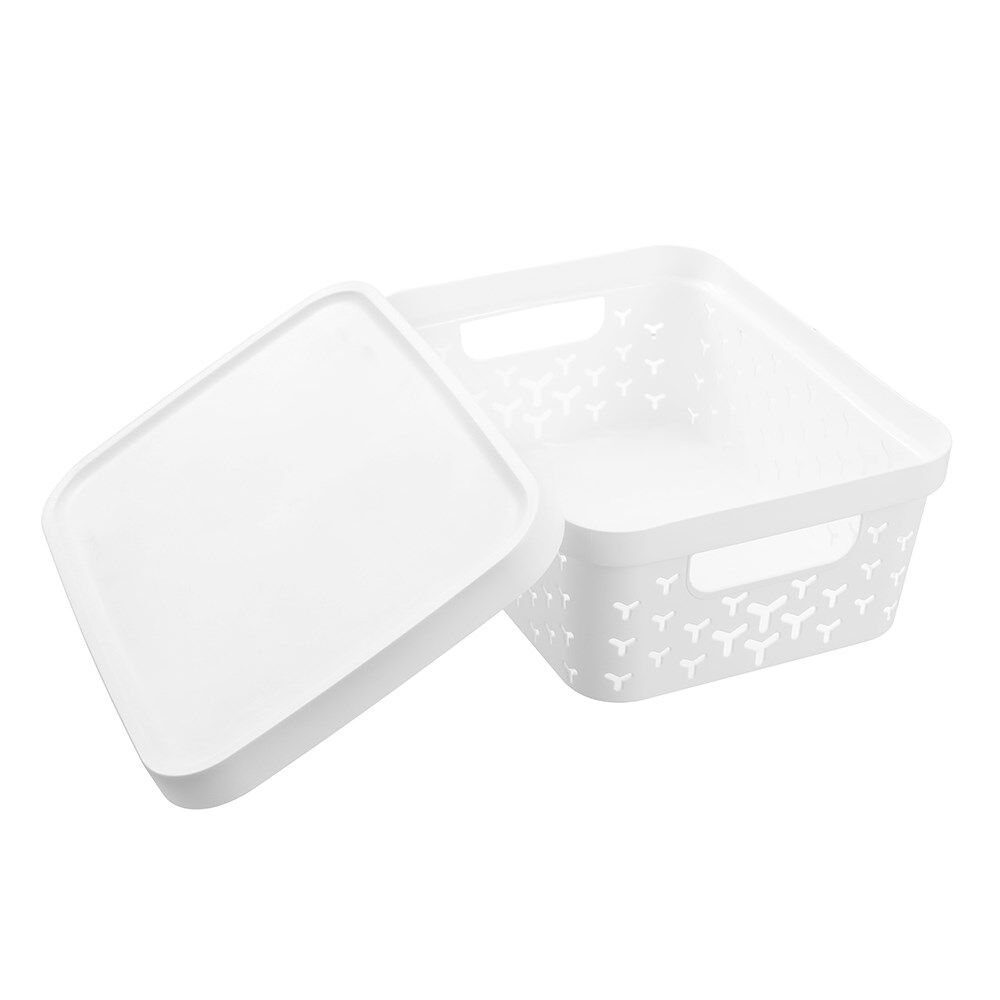 8PK Boxsweden Star Basket Lidded Versatile Organiser 10L 36x27x13.5cm White