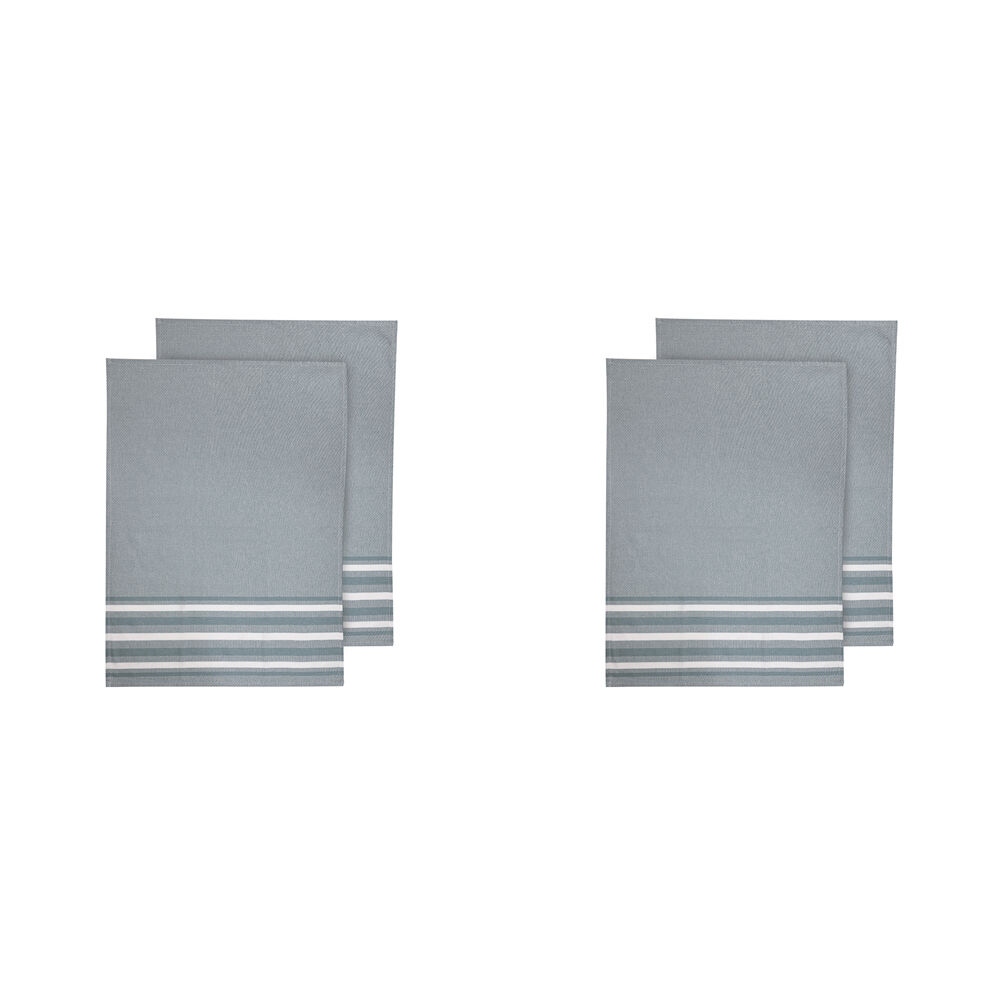2x 2pc Ladelle Lennox 100% Cotton Stripe Kitchen Towel Reusable/Washable Ice Blue