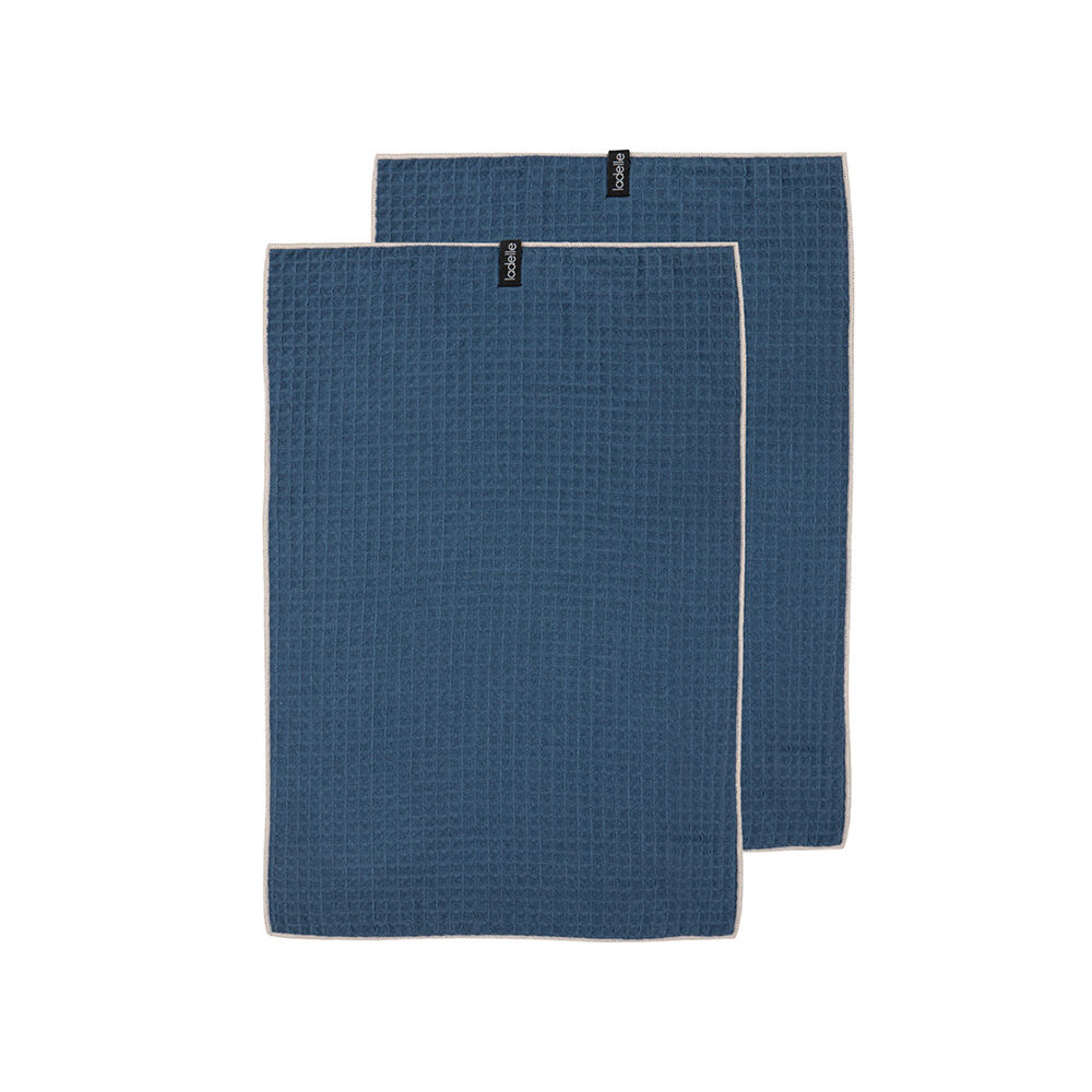 2pc Ladelle Mega Waffle Microfibre Kitchen Towel 45x70cm Reusable/Washable Navy