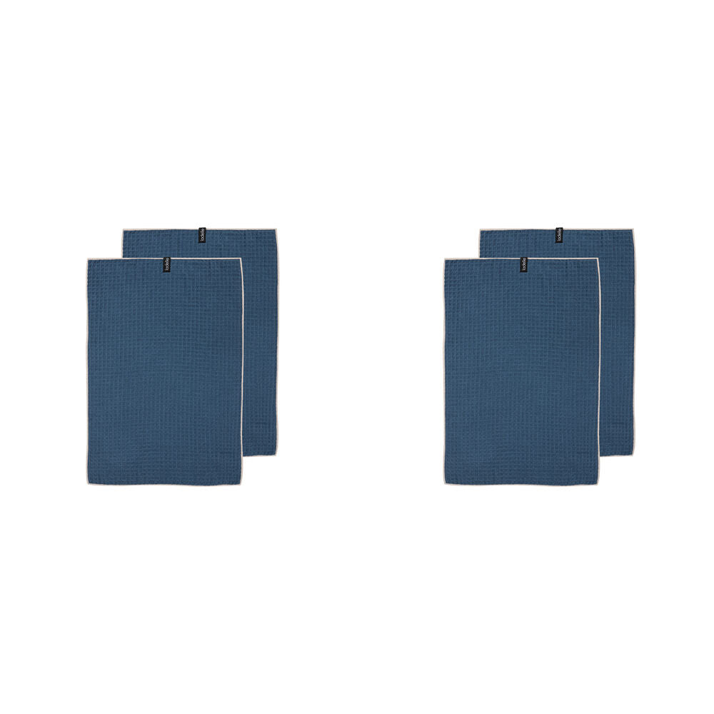 2x 2pc Ladelle Mega Waffle Microfibre Kitchen Towel 45x70cm Reusable/Washable Navy