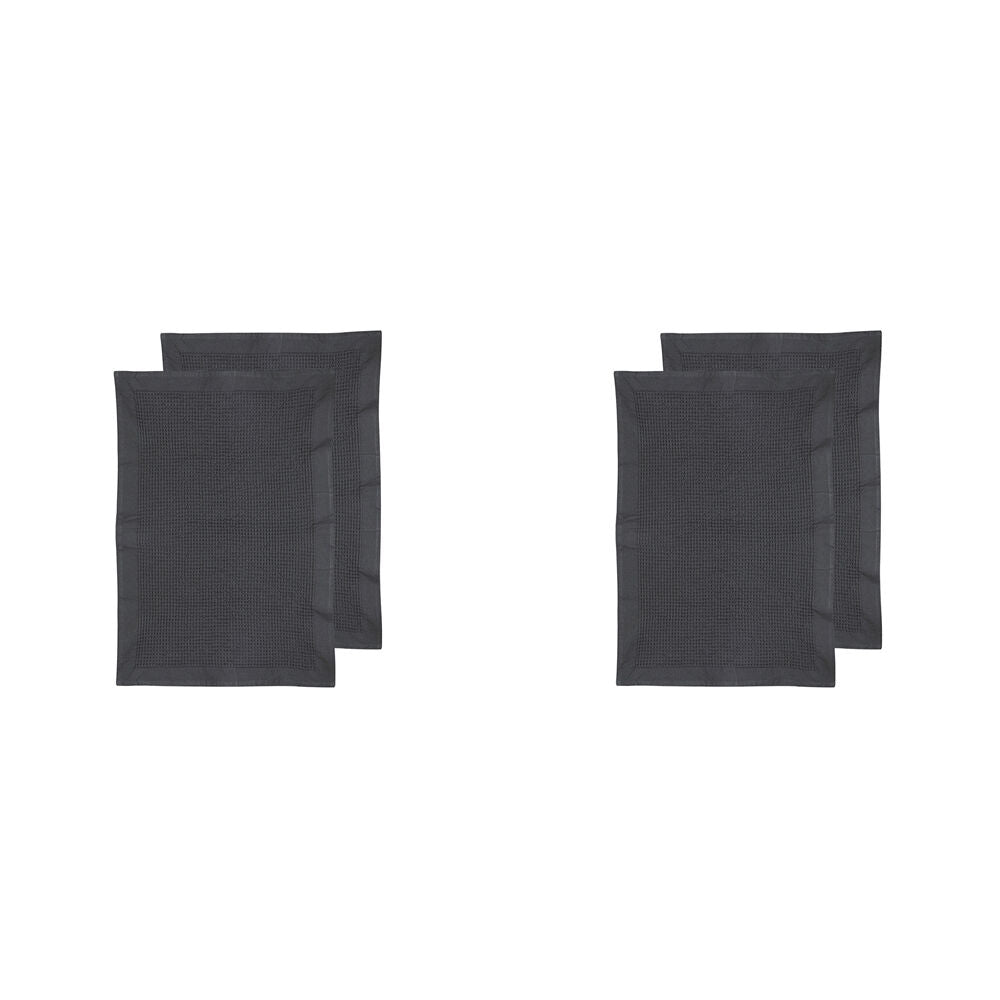 2x 2pc Ladelle Ollie Waffle Weave 100% Cotton Kitchen Towel Reusable Charcoal