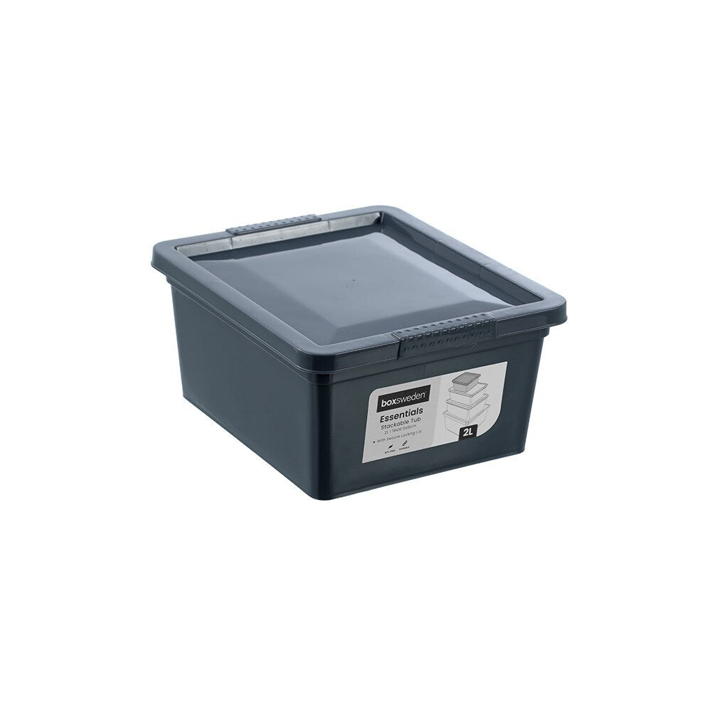 24PK Boxsweden Essentials 2L/19cm Stackable Tub w/ Lid - Assorted
