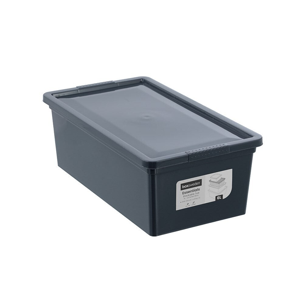 24PK Boxsweden Essentials 6L/33.5cm Stackable Tub w/ Lid - Assorted