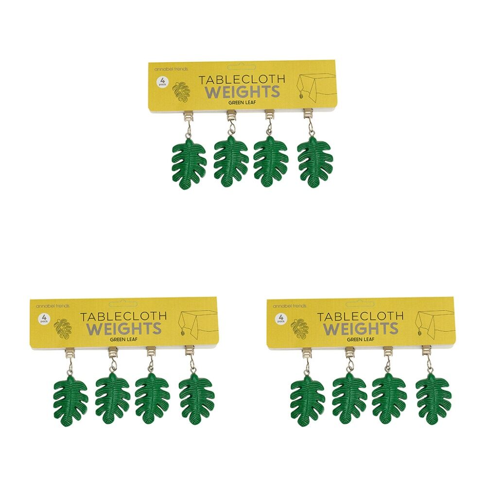 12pc Annabel Trends Tablecloth Weights Clip On Leaf Green