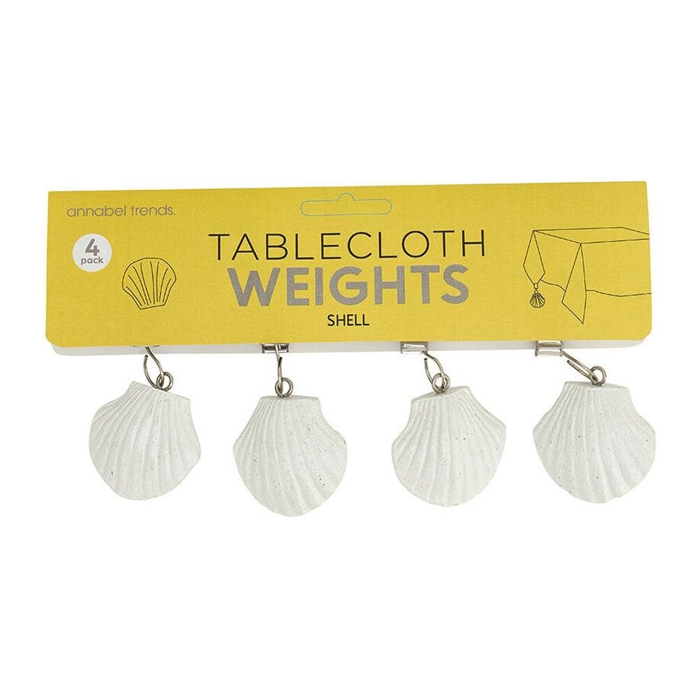 12pc Annabel Trends Tablecloth Weights Clip On Shell White