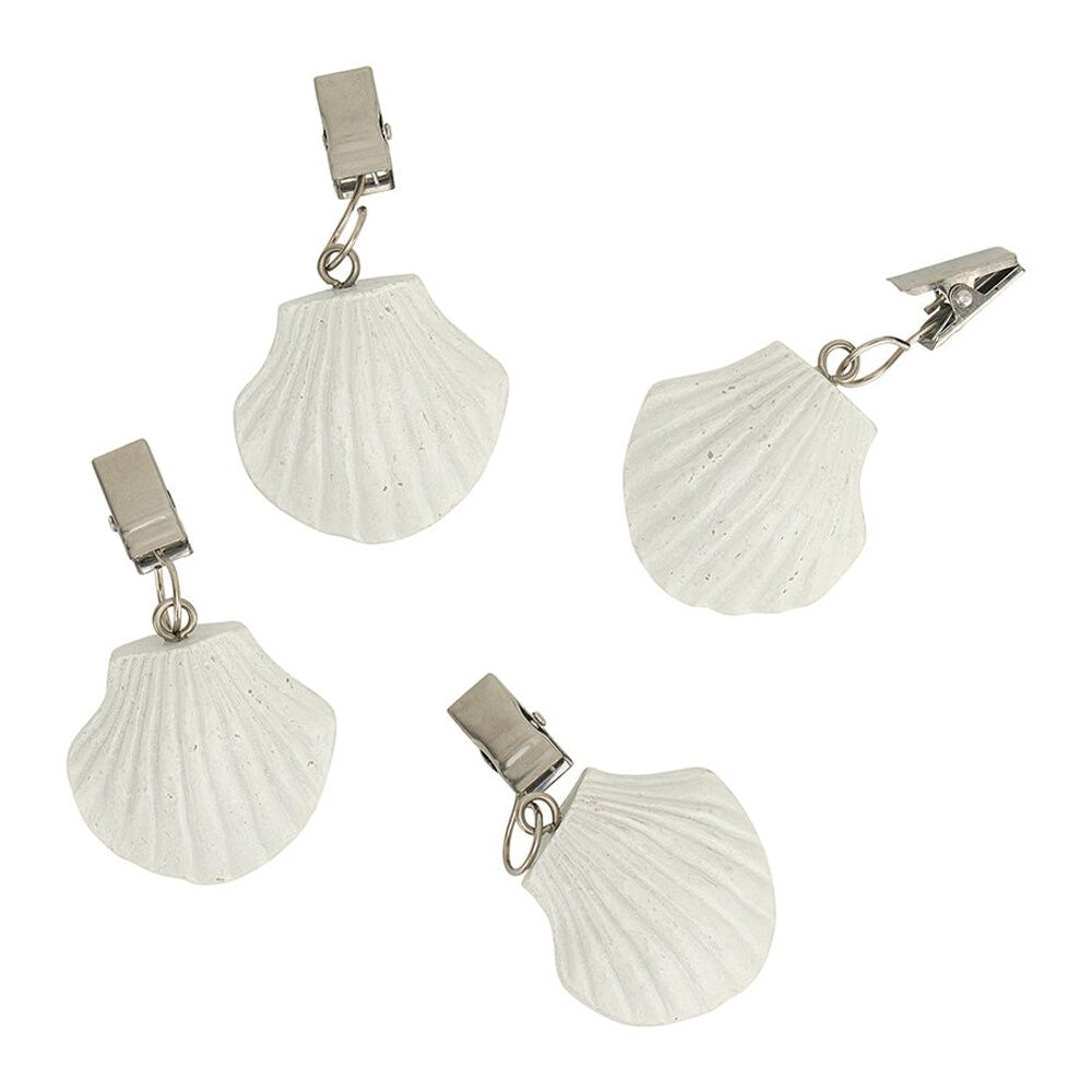 12pc Annabel Trends Tablecloth Weights Clip On Shell White