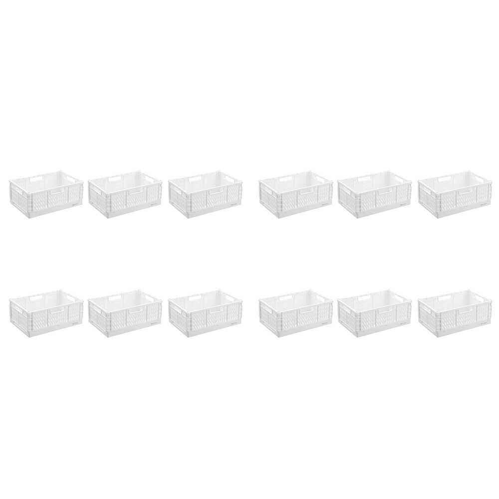12PK Boxsweden Foldaway Storage Basket Organiser 6.3L 31x20x12cm Assorted