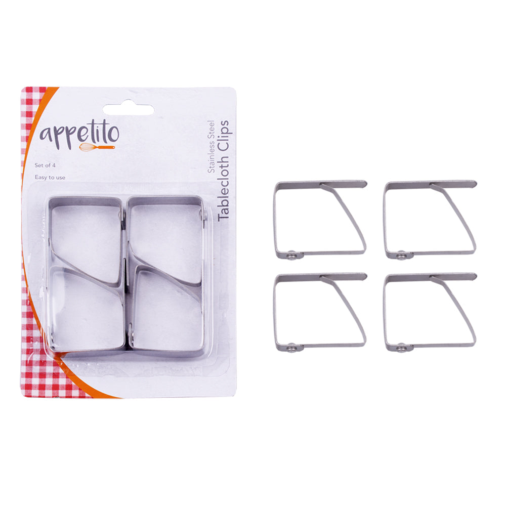 6x 4pc Appetito Stainless Steel Home Kitchen Tablecloth Clips