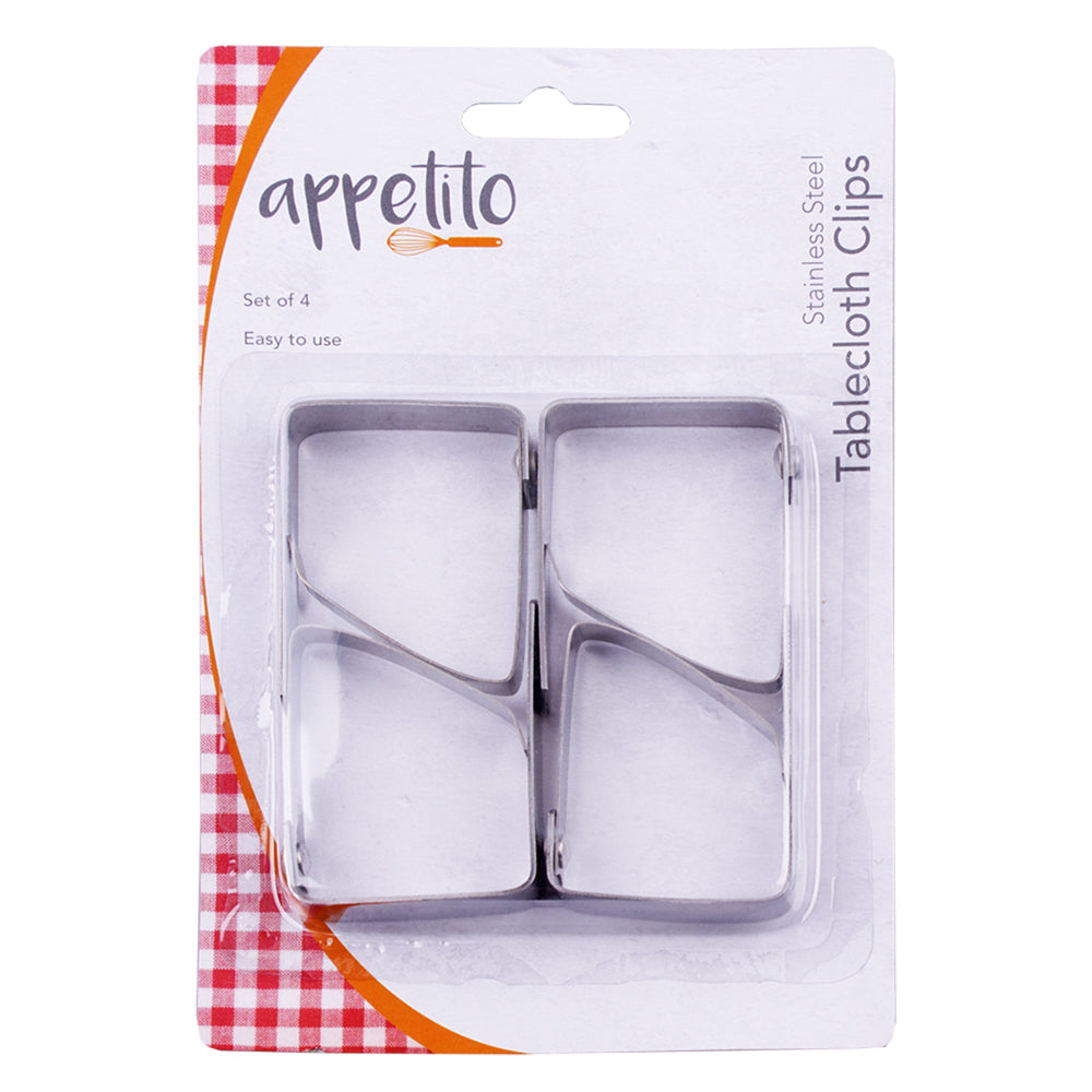 6x 4pc Appetito Stainless Steel Home Kitchen Tablecloth Clips
