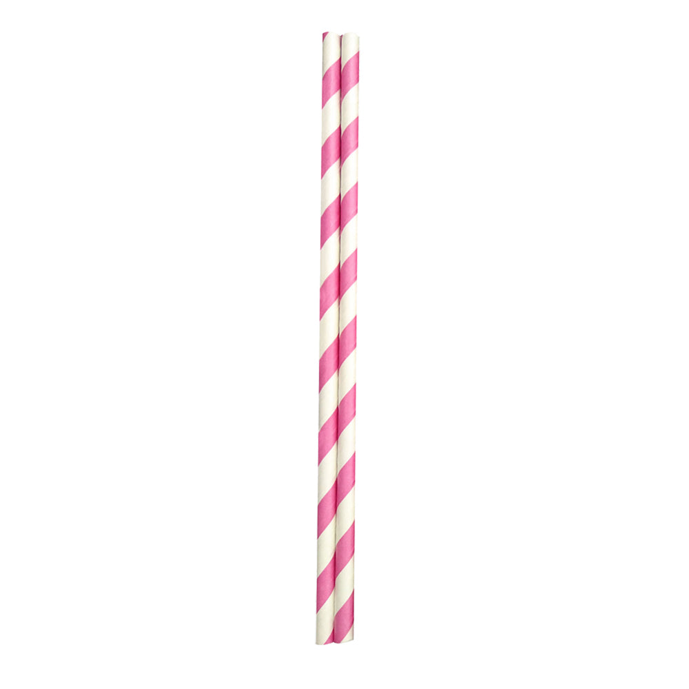 12x 50pc Appetito Disposable Paper Straws Home Kitchen - Pink Stripes