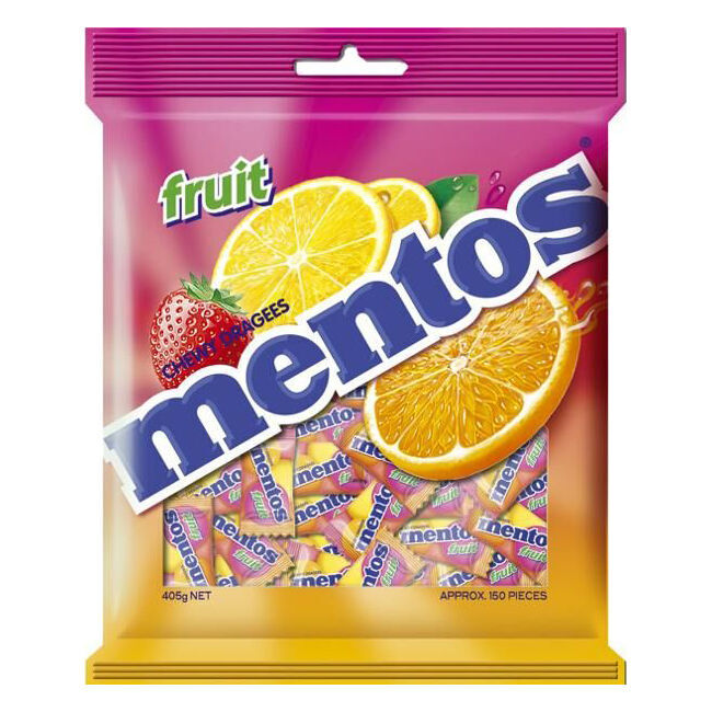 7x 150pc Mentos Bag Fruit Candy Lollies 405g Confectionery