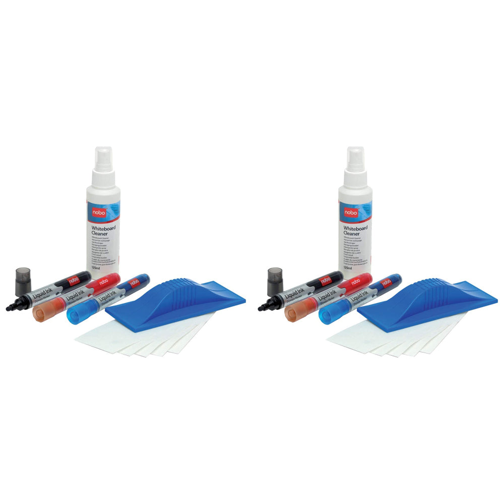 2x 5pc Nobo Whiteboard Starter Kit w/ Cleaner Spray/Markers/Eraser