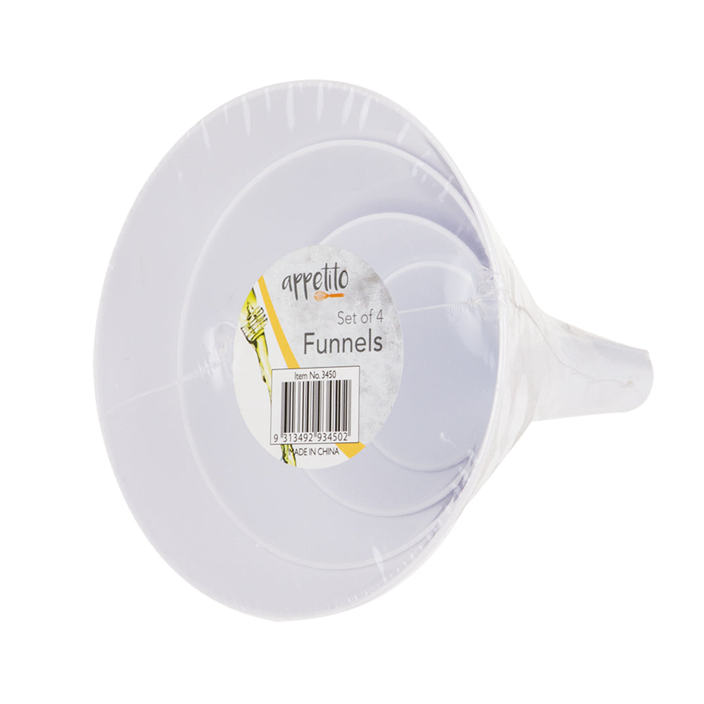 2x 4pc Appetito Pouring Funnels Home Kitchen Cooking White