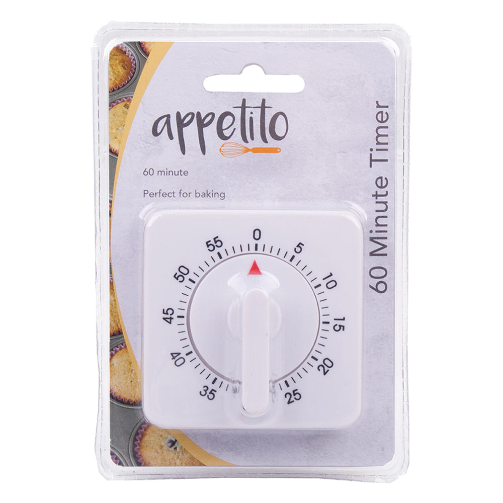 3PK Appetito 60 Minute Timer Square Home Kitchen Cooking White