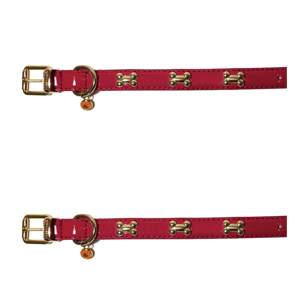 2PK Rosewood Cherry Pet/Dog 48cm Adjustable Neck Nylon Collar Fashion Choker L Red