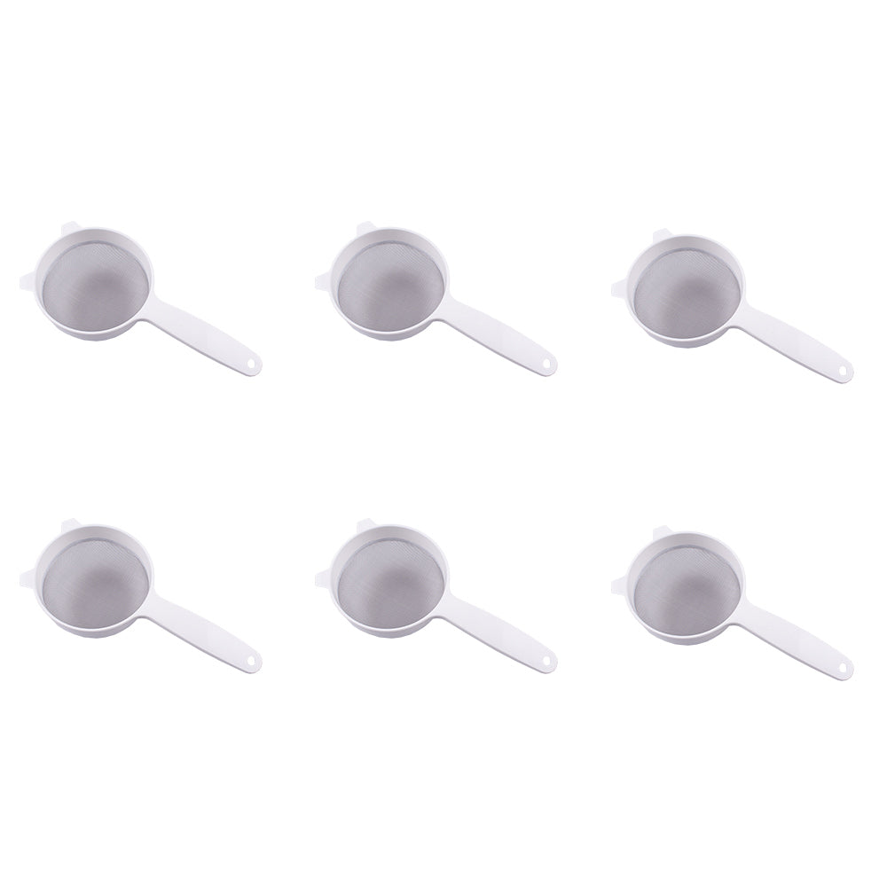 6PK Appetito Stainless Steel Mesh Plastic Strainer 12.5cm Dia. White