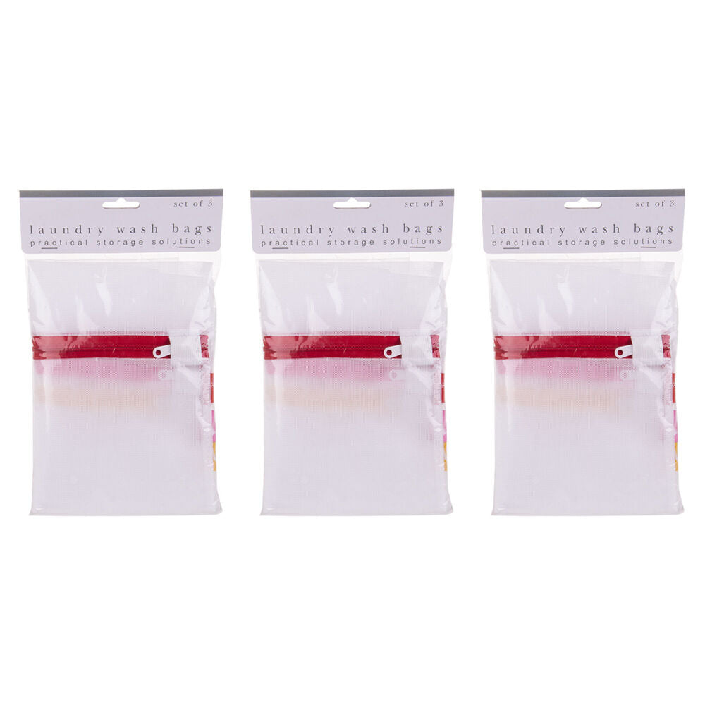 3x 3pc D.Line Laundry Washing Bag Zippered w/ Label Tags Set - White