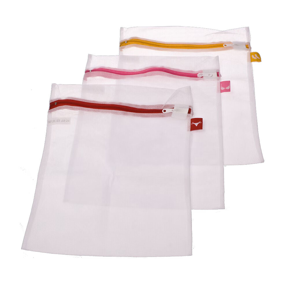 3x 3pc D.Line Laundry Washing Bag Zippered w/ Label Tags Set - White