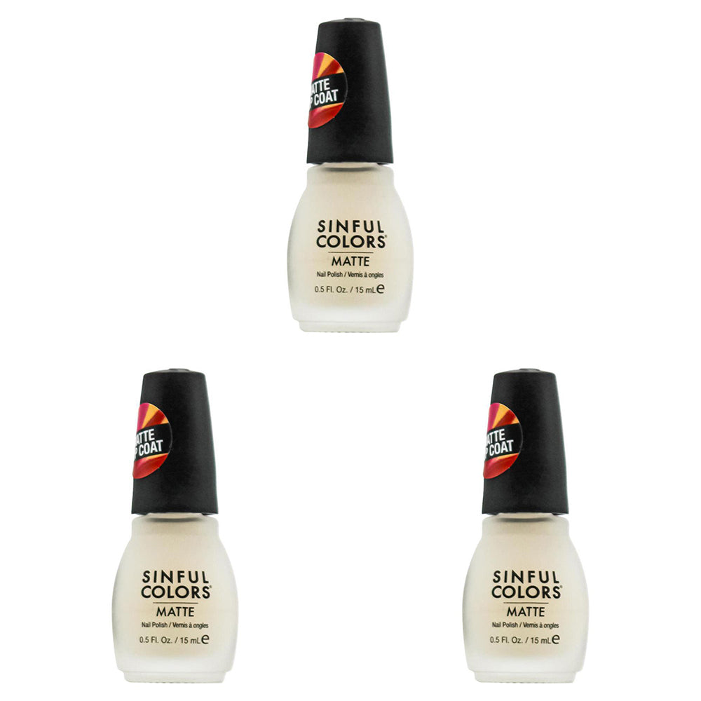 3PK Sinful Colors 15ml Matte Nail Polish - Mattifly Top Coat 2565