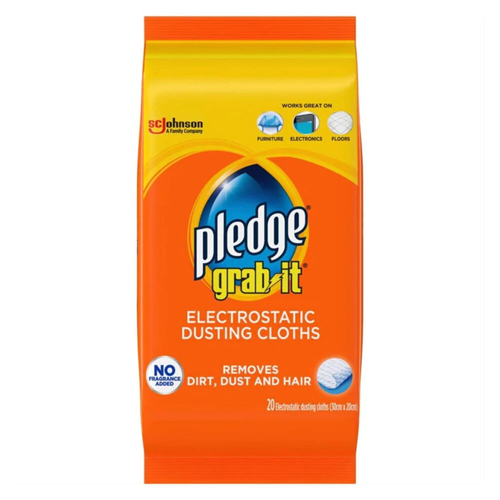 8x 20pc Pledge Grab It Electrostatic Dusting Cloths w/ No Fragrance Added 29.5cm