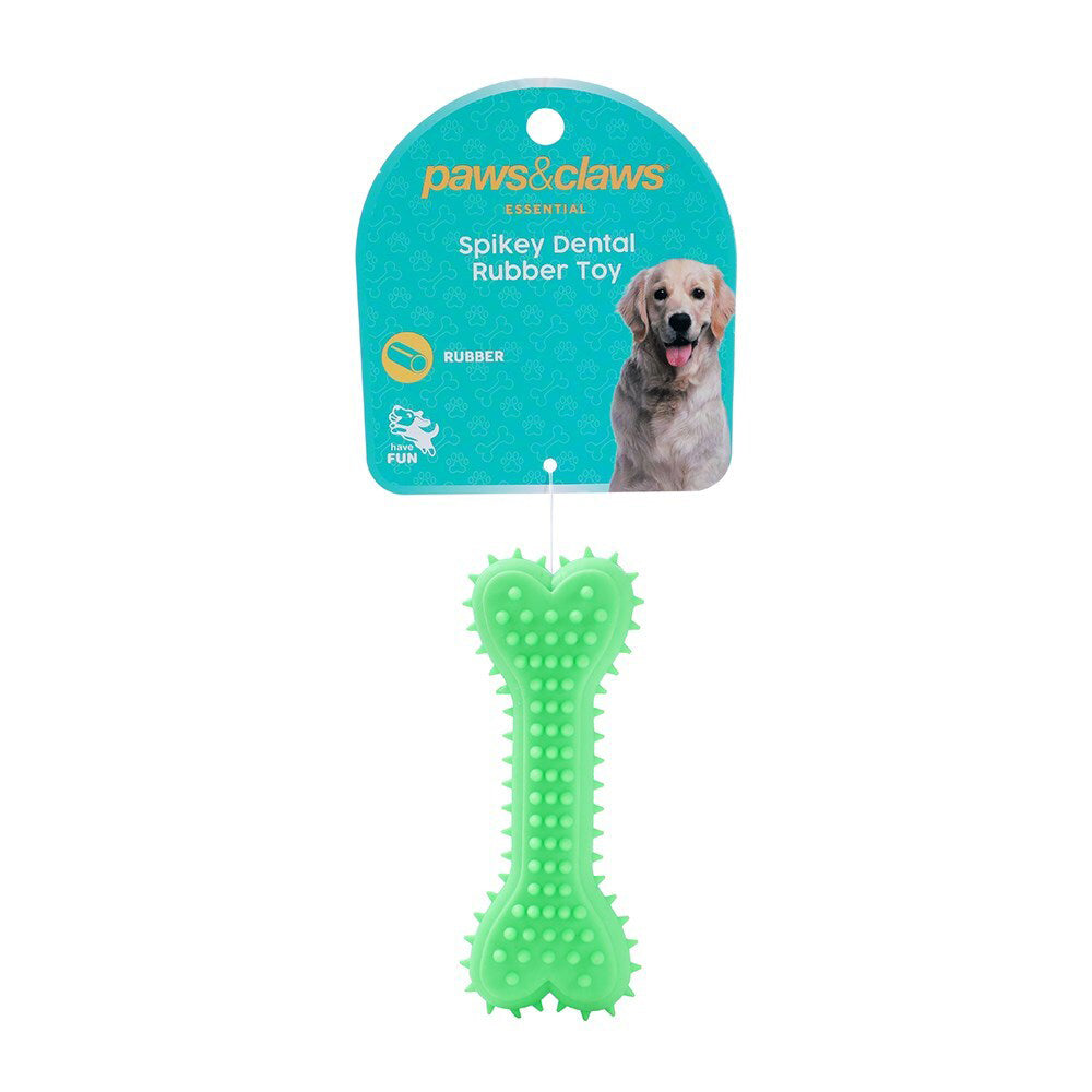 12x Paws & Claws Rubber Spikey Bone Pet Dental Toy Assorted