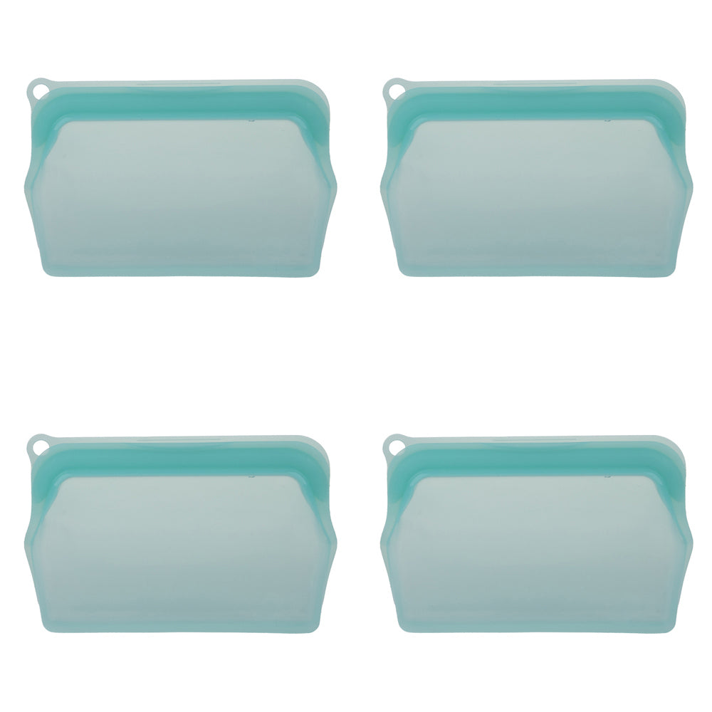 4PK Appetito Silicone Small Food Storage Bag 330ml Aqua