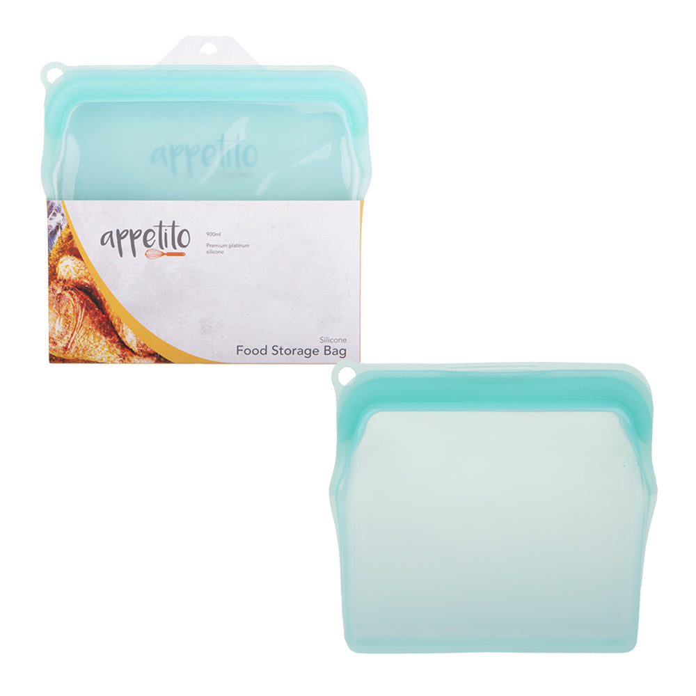 3PK Appetito Silicone Large Food Storage Bag 900ml Aqua