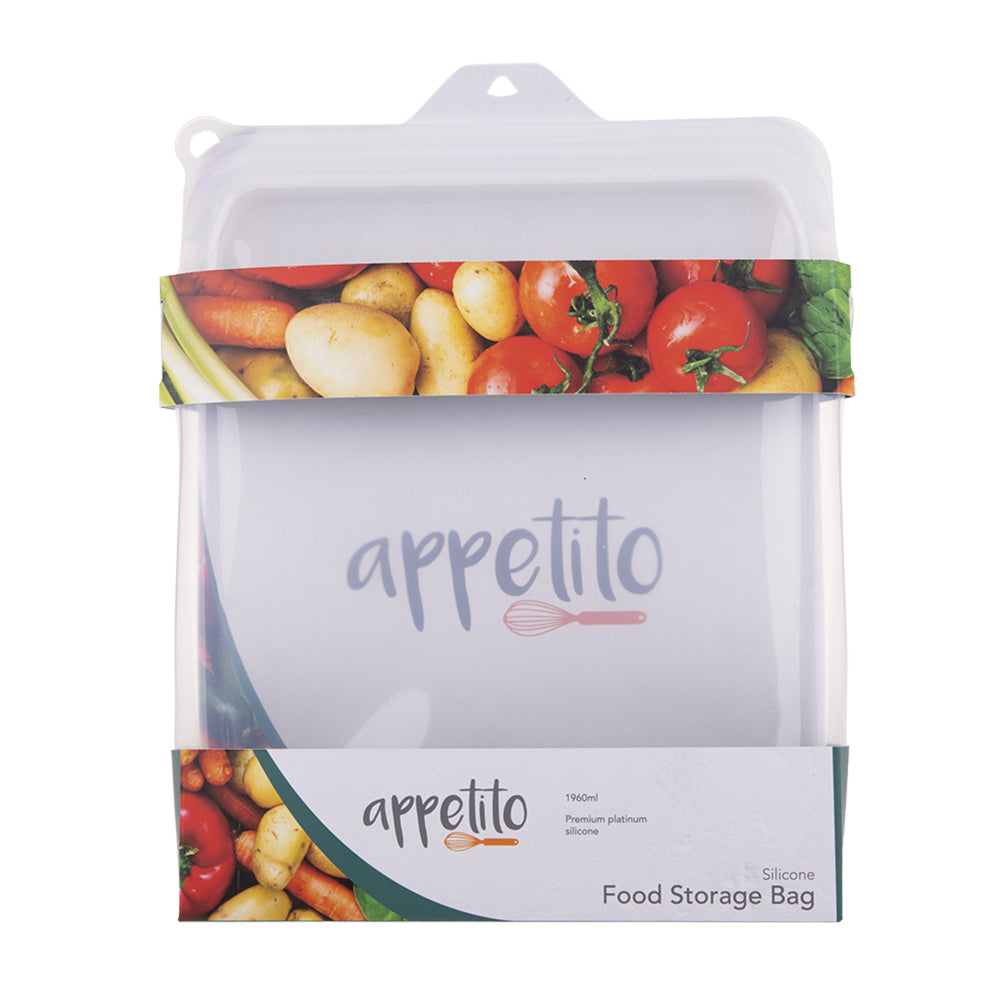 2PK Appetito Silicone Extra Large Food Storage Bag 1960ml White