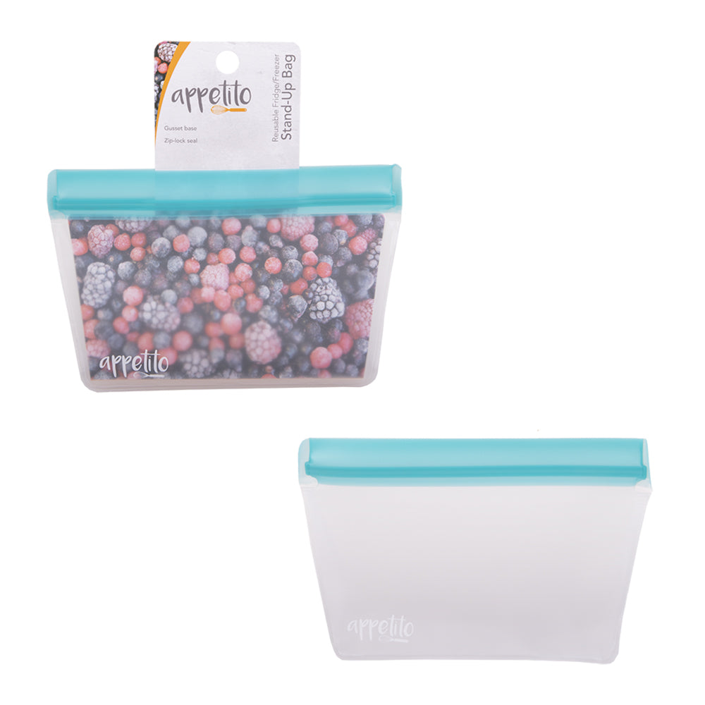 12PK Appetito 2 Cup/500ml Reusable Fridge/Freezer Stand-Up Bag Blue