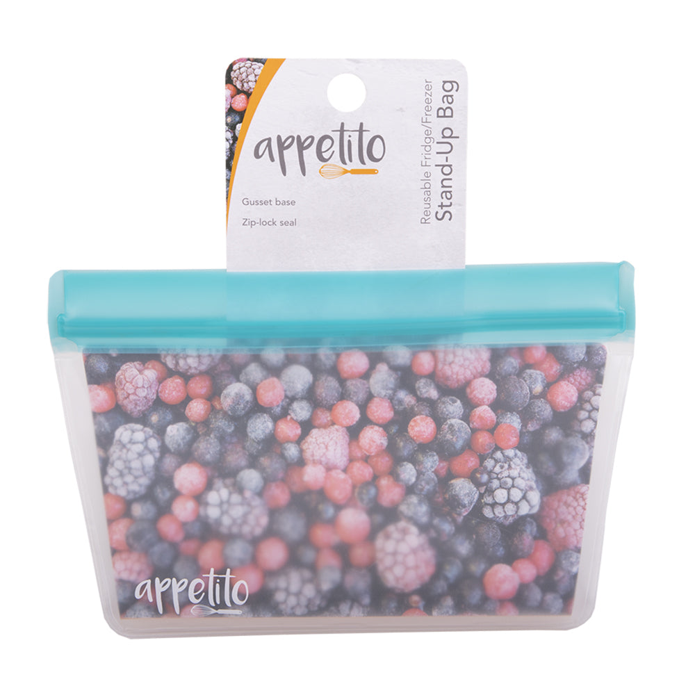 6PK Appetito 2 Cup/500ml Reusable Fridge/Freezer Stand-Up Bag Blue