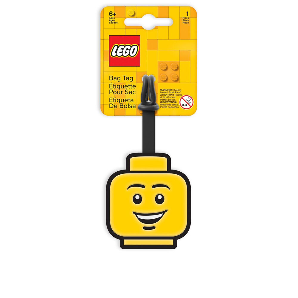 2PK Lego Minifigures Boy Face Luggage/Suitcase/Backpack Tag - Yellow 6y+