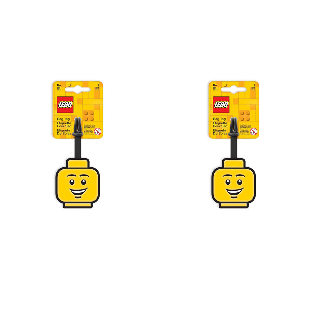2PK Lego Minifigures Boy Face Luggage/Suitcase/Backpack Tag - Yellow 6y+