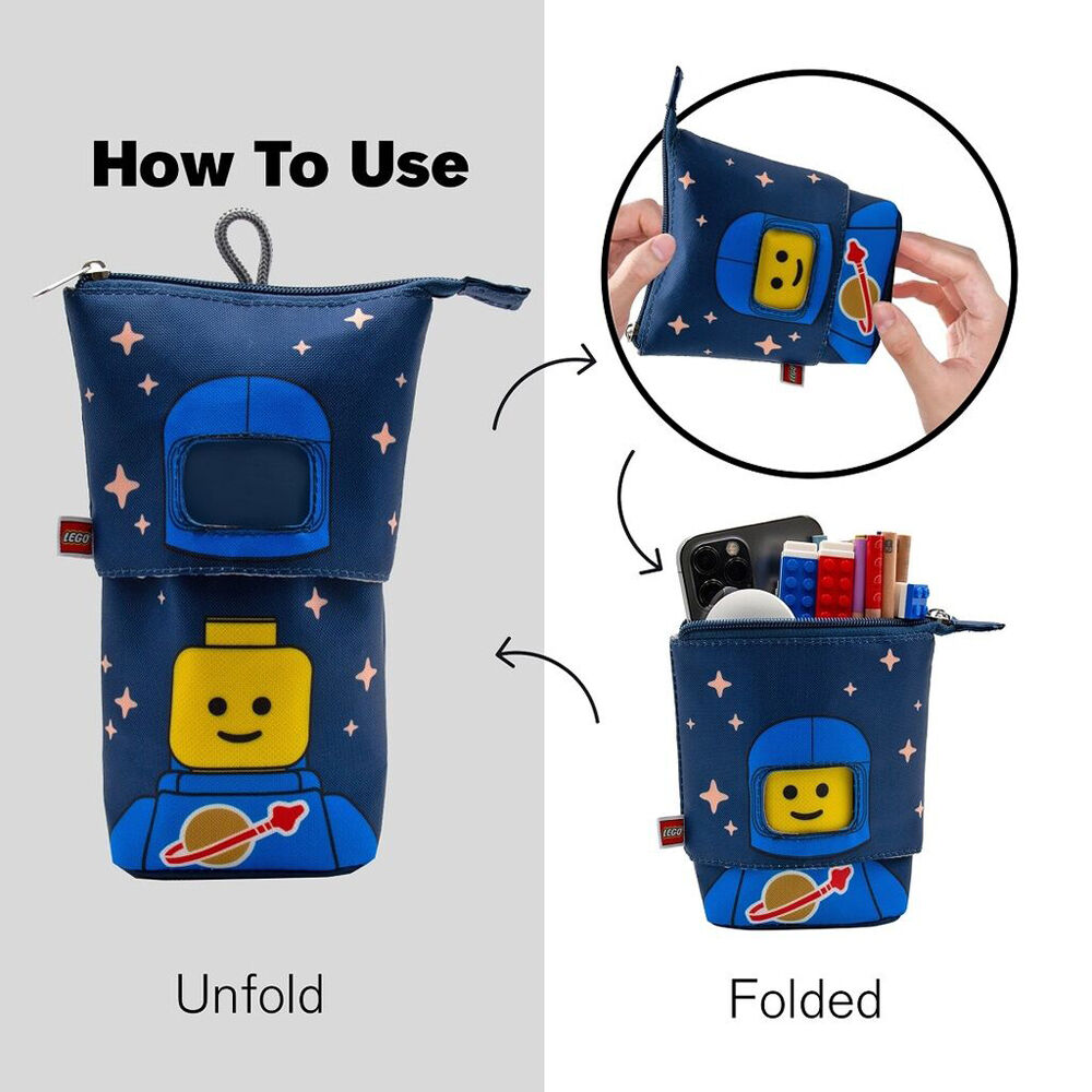 Lego Spaceman Blue Pop Pencil Case Organiser Kids School Stationery