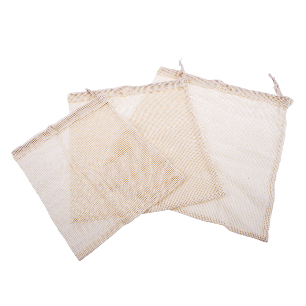 3x 3pc Appetito Cotton Net Produce Bags Home Kitchen Organiser Asst. Sizes