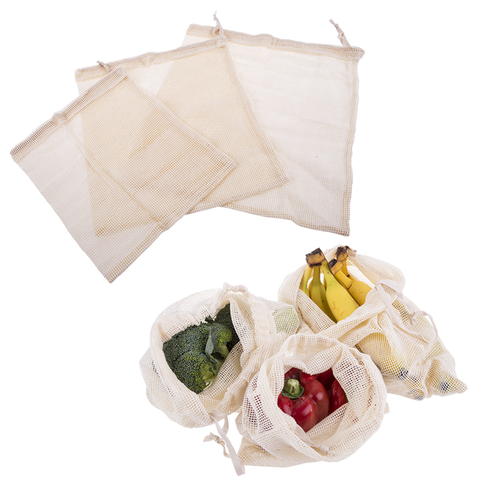 3x 3pc Appetito Cotton Net Produce Bags Home Kitchen Organiser Asst. Sizes