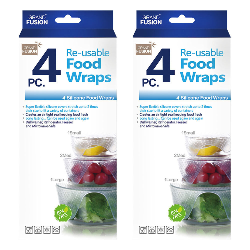 8pc Grand Fusion Silicone Stretchy Food Container Lid/Wraps