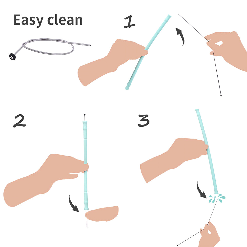 3PK Grand Fusion Silicone Travel Reusable Drinking Straw w/ Cleaner