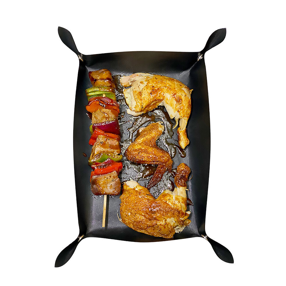 2PK Grand Fusion Leakproof Non-Stick BBQ Grill Mat Liner 30x40cm - Black