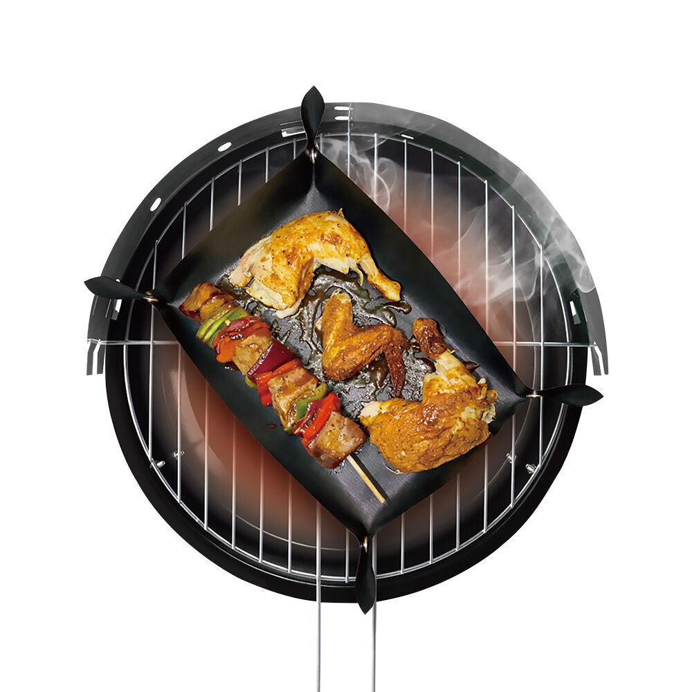 2PK Grand Fusion Leakproof Non-Stick BBQ Grill Mat Liner 30x40cm - Black