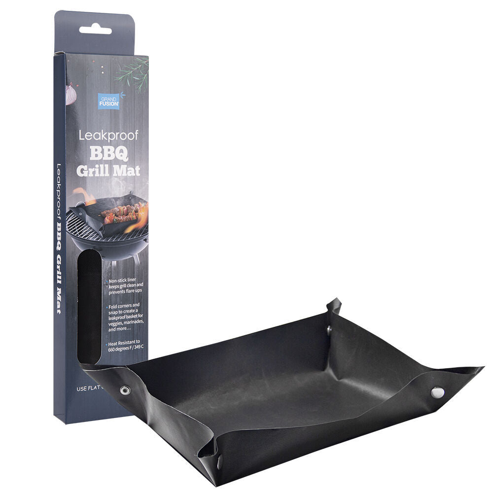 2PK Grand Fusion Leakproof Non-Stick BBQ Grill Mat Liner 30x40cm - Black