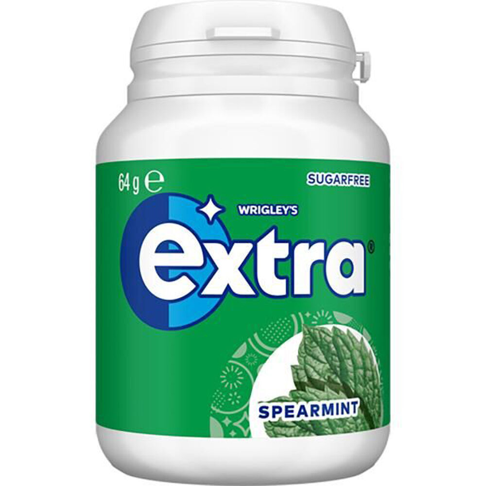 6PK Extra Sugarfree Chewing Gum w/ Spearmint Flavour 64g Bottle Confectionery