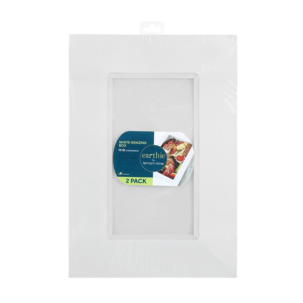 6x 2PK Lemon & Lime Eco Grazing Box 10.5L/45cm Rectangle - White