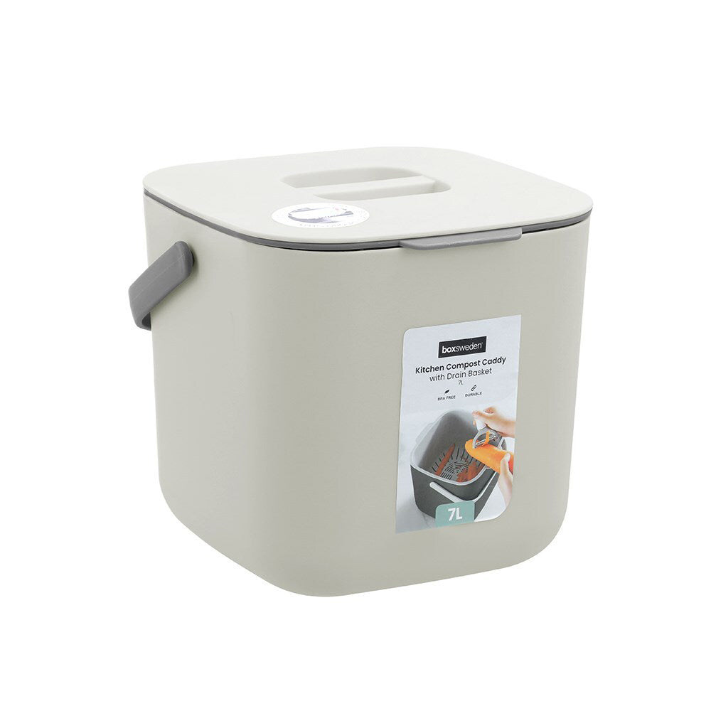 2PK Boxsweden Kitchen 7L Compost Bin w/ Strainer - Assorted