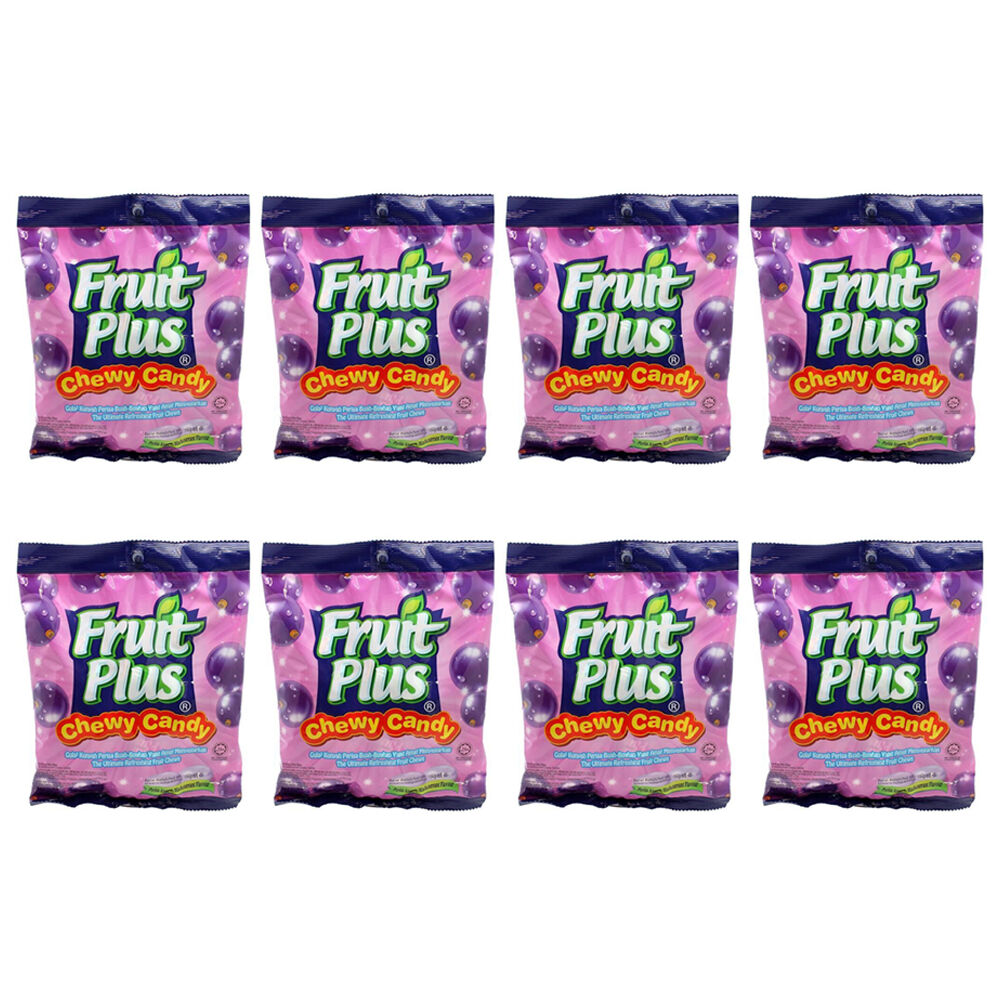 8PK Fruit Plus Kids Soft Chewable Chewy Candy w/ Blackcurrant Flavour 150g Pack