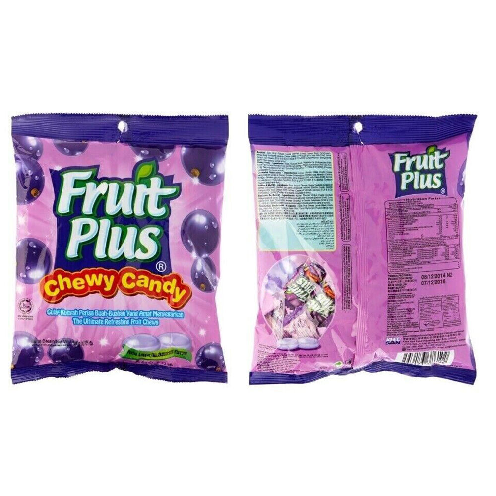 8PK Fruit Plus Kids Soft Chewable Chewy Candy w/ Blackcurrant Flavour 150g Pack