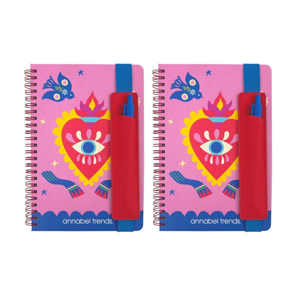 2PK Annabel Trends A5 160 Page Ruled Hard Cover Notebook W/ Spiral Binding Fiesta