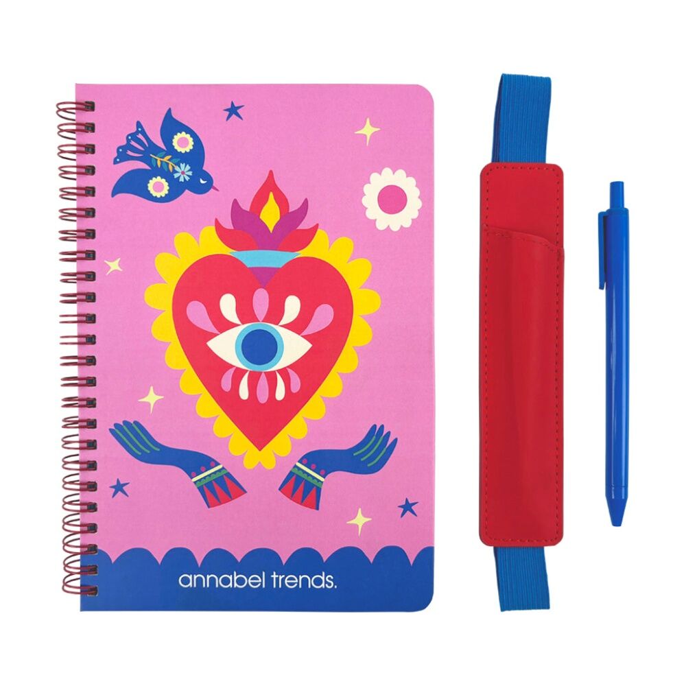 2PK Annabel Trends A5 160 Page Ruled Hard Cover Notebook W/ Spiral Binding Fiesta