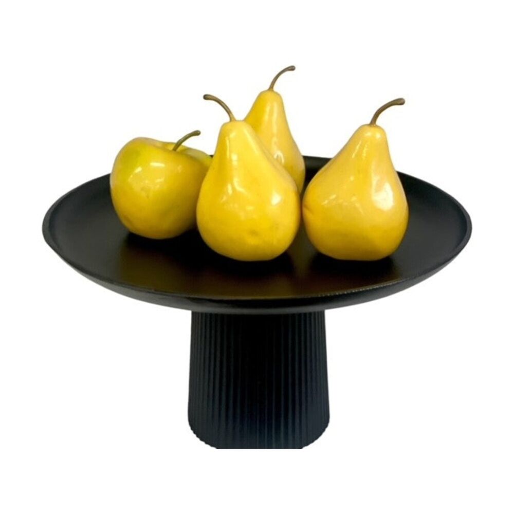 SS Collective Black Cast Iron Munro Cake/Fruit Stand Ridged 39x22cm