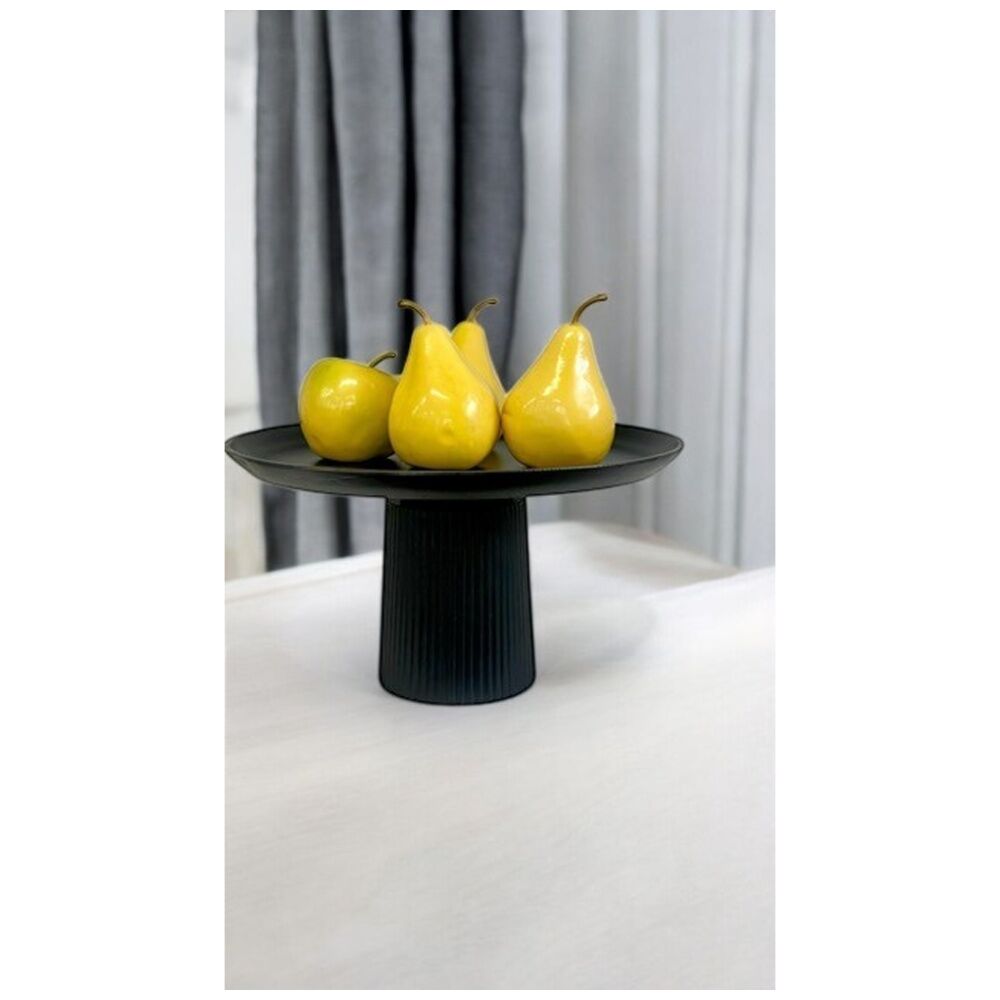 SS Collective Black Cast Iron Munro Cake/Fruit Stand Ridged 39x22cm
