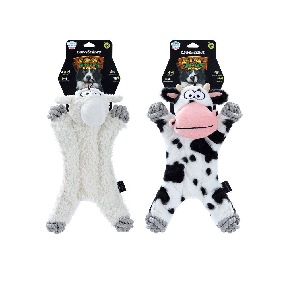 6PK Paws & Claws Animal Kingdom Plush Rope 40x12cm - Assorted